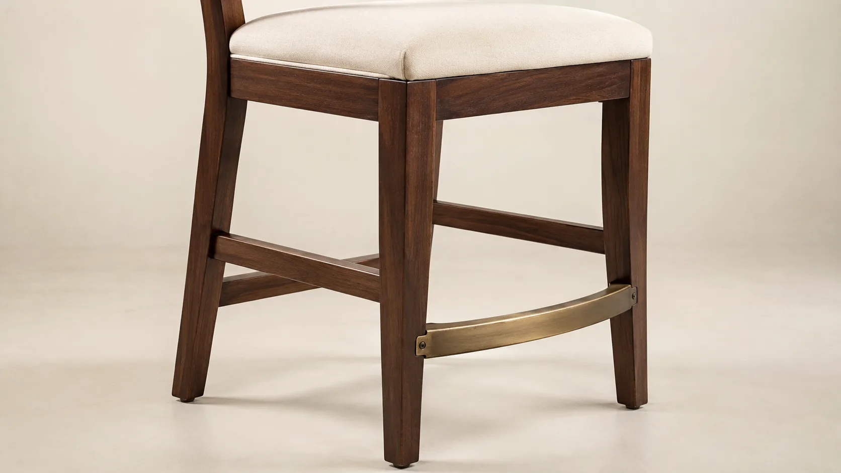 Commercial barstool dark walnut product shot showing solid wood construction