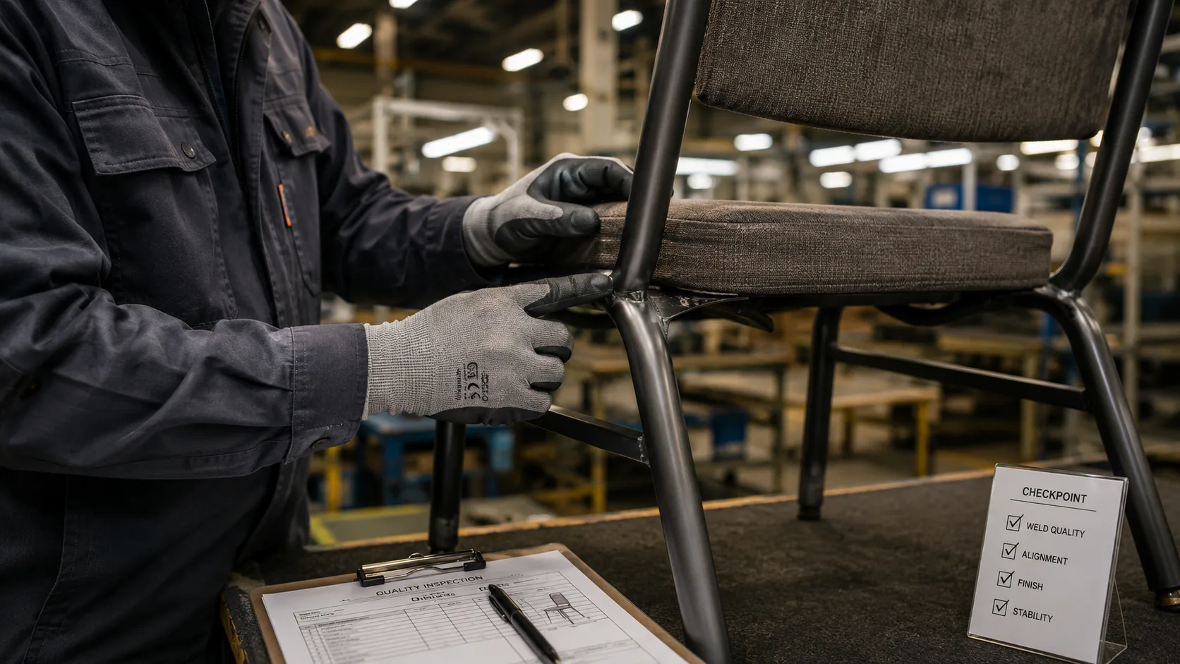 Contract furniture quality inspection at factory before shipping