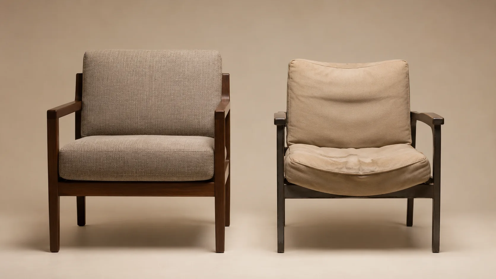 Commercial versus consumer chair longevity showing five-year wear comparison