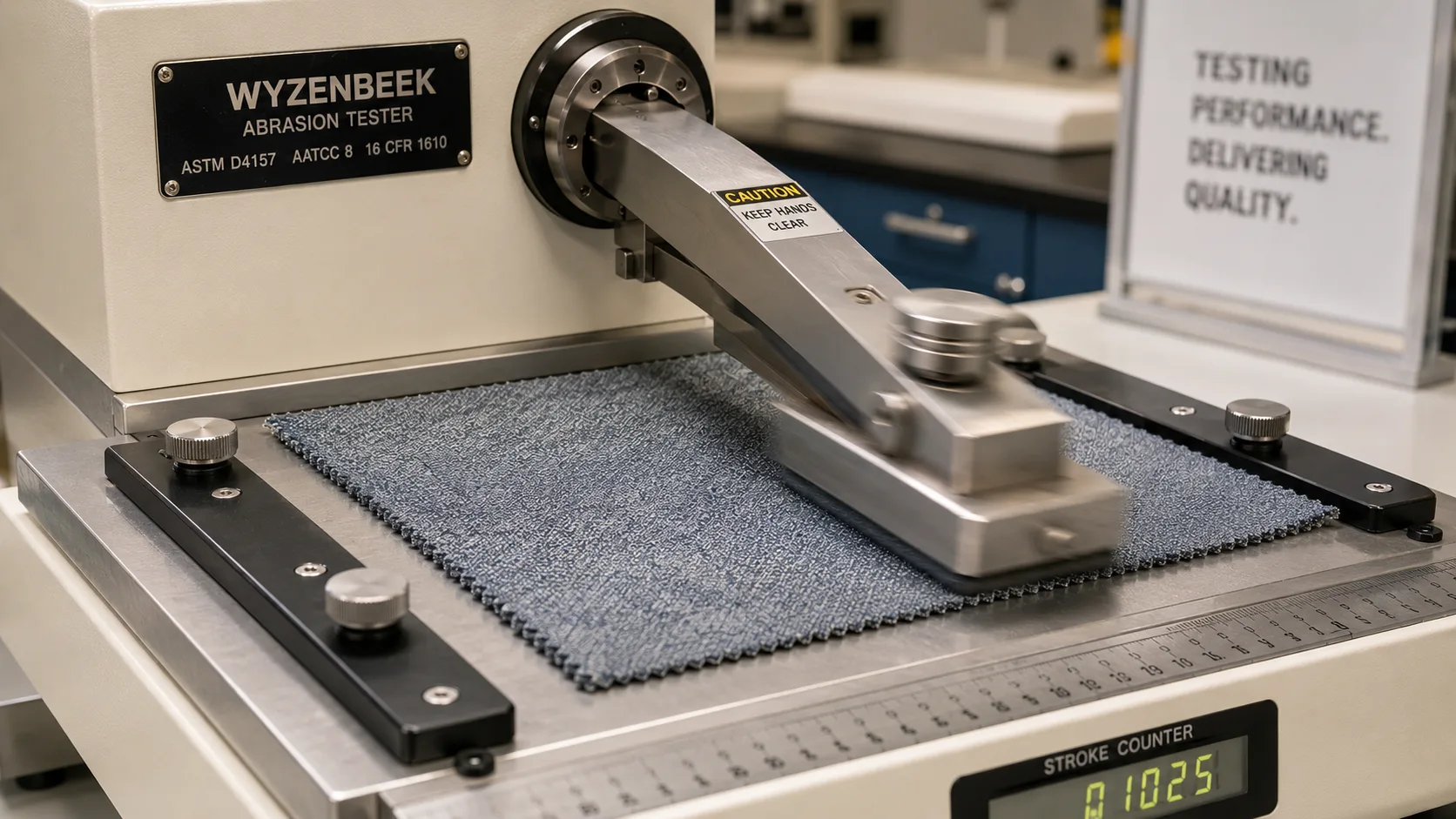 Wyzenbeek abrasion test machine testing commercial fabric durability