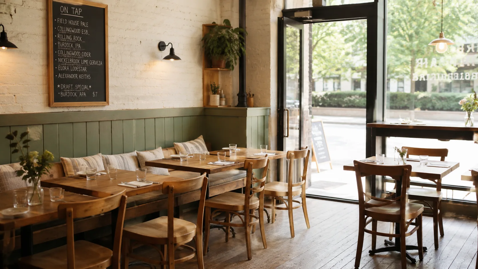 Casual bistro restaurant furniture concept showing warm casual aesthetic