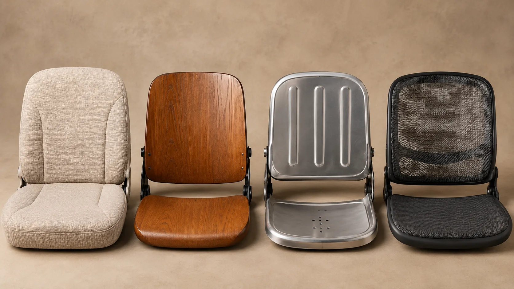 Commercial seating seat types comparison showing hard versus upholstered options