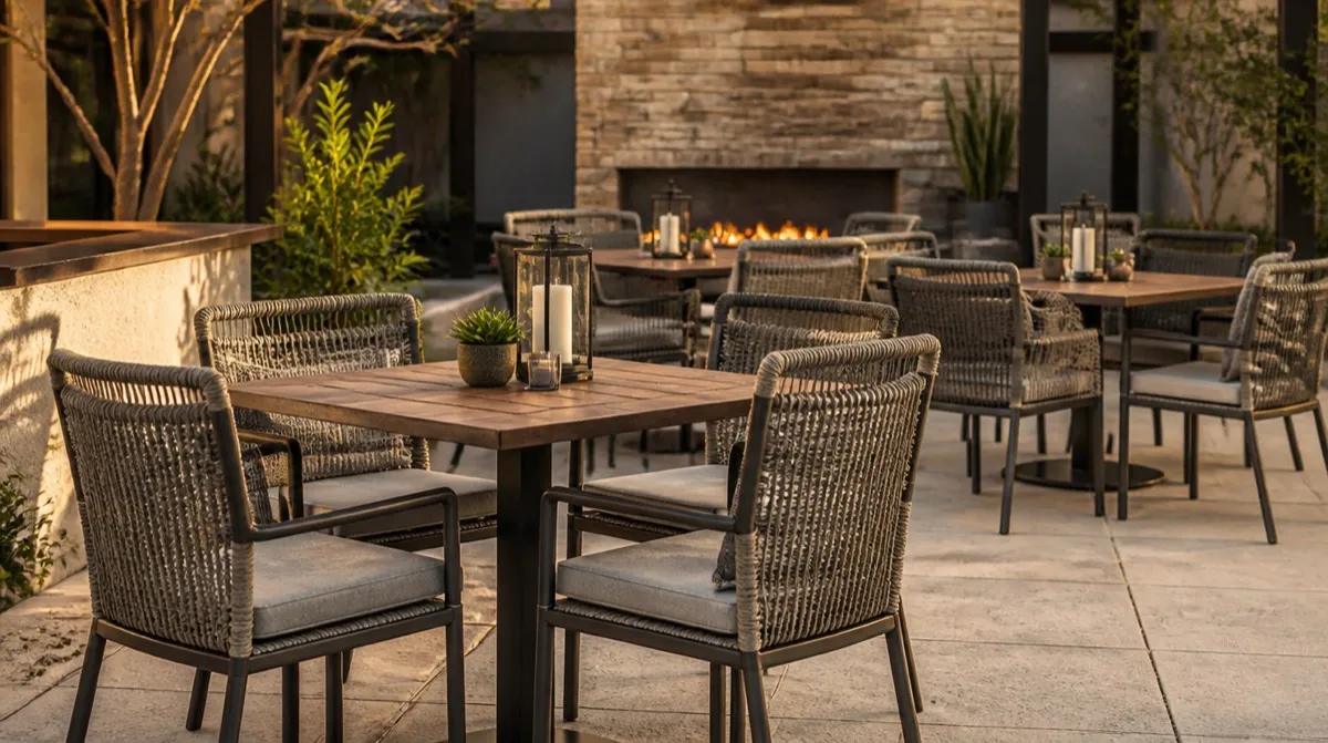 Contract outdoor furniture built for weather and daily commercial patio use