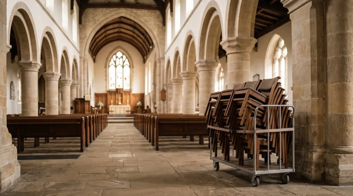 Stacking Church Chairs: Stack Height, Carts, and Reset Time