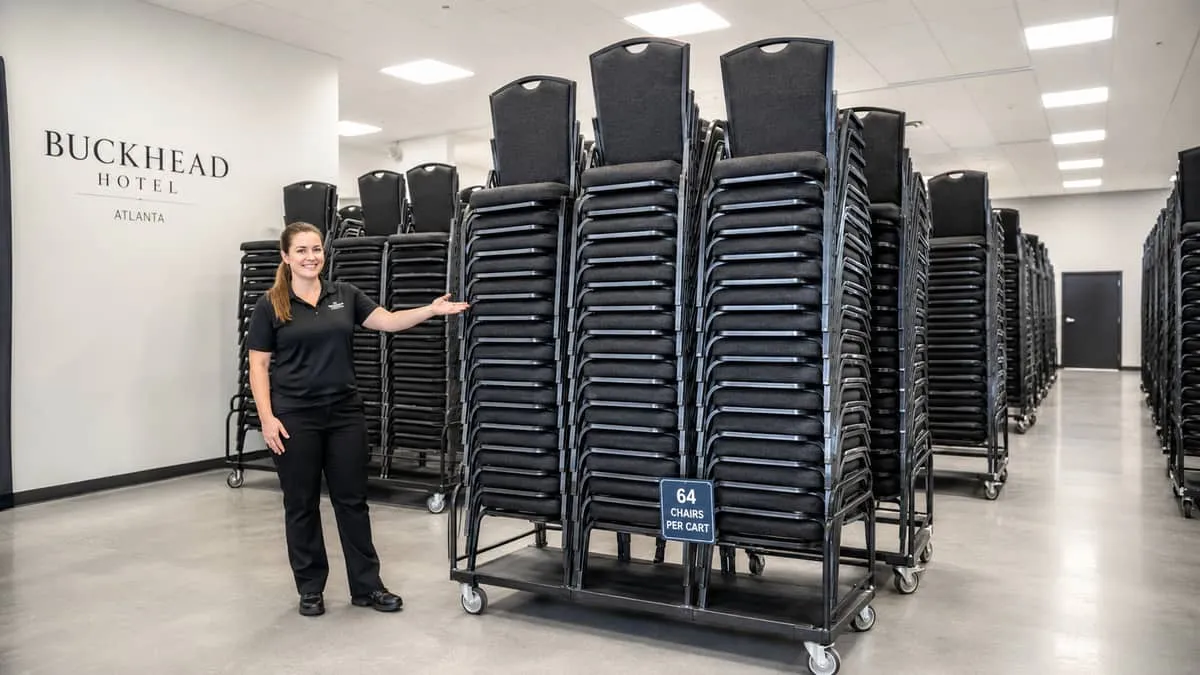 Chiavari and banquet event furniture prepared for bulk delivery in Atlanta