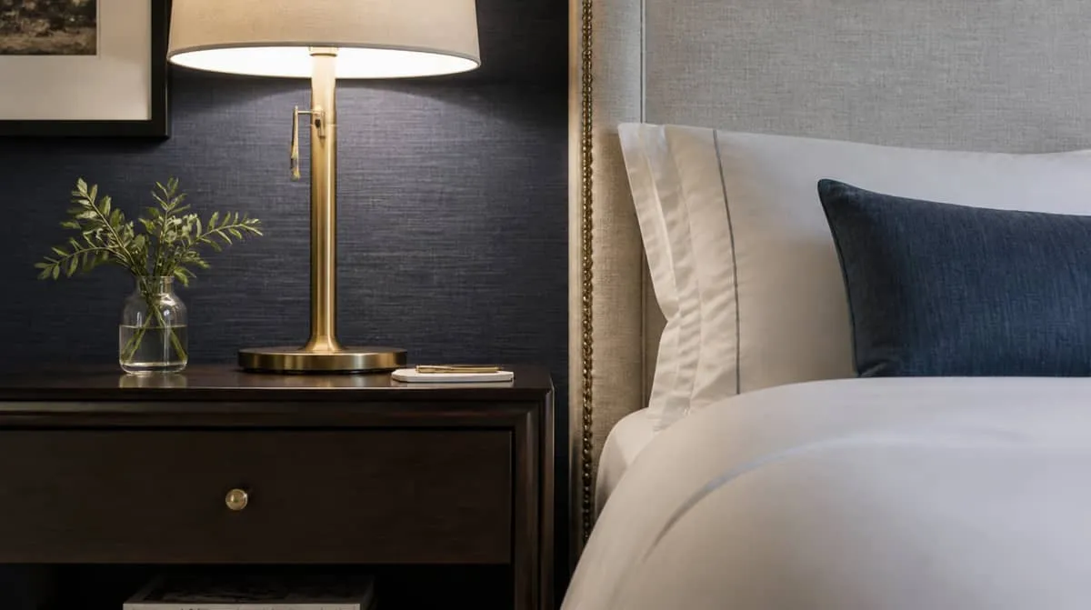 Hotel furniture in downtown Wilmington property showing contract-grade casegoods and upholstered seating
