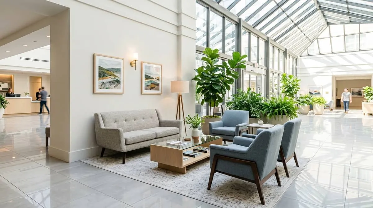 Lounge chair and sofa specification for Portland OR hotel lobby programming and extended-dwell seating
