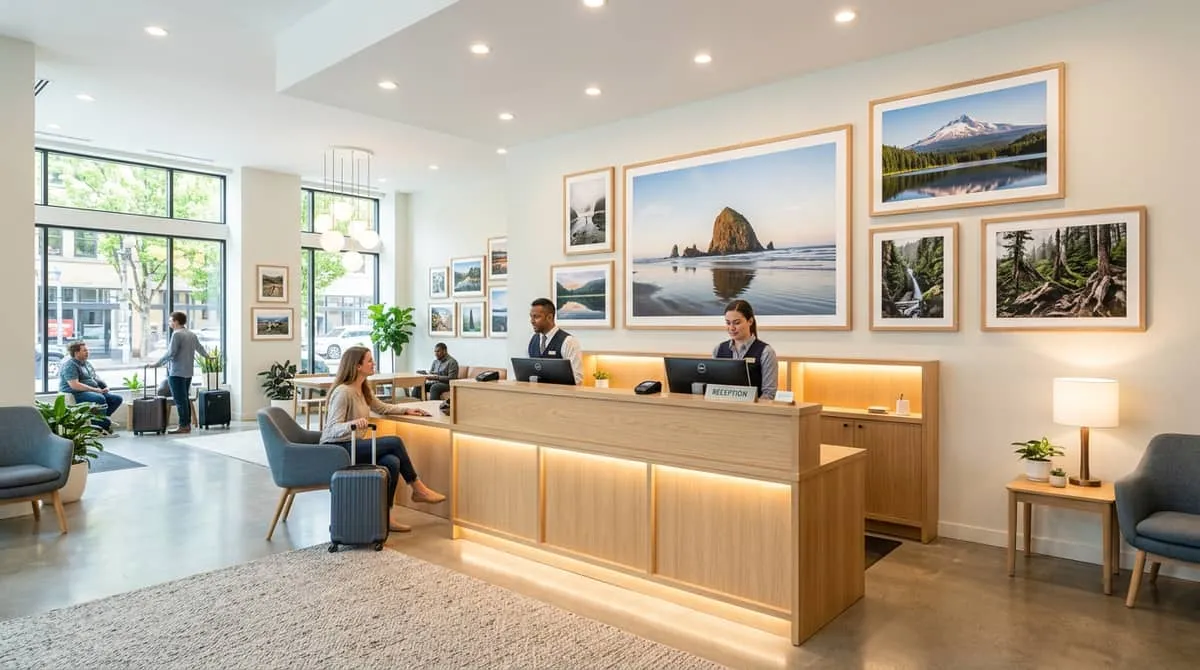 Hotel lobby tables, surfaces, and ancillary furniture for Portland OR properties near the Oregon Convention Center and NW 23rd Avenue