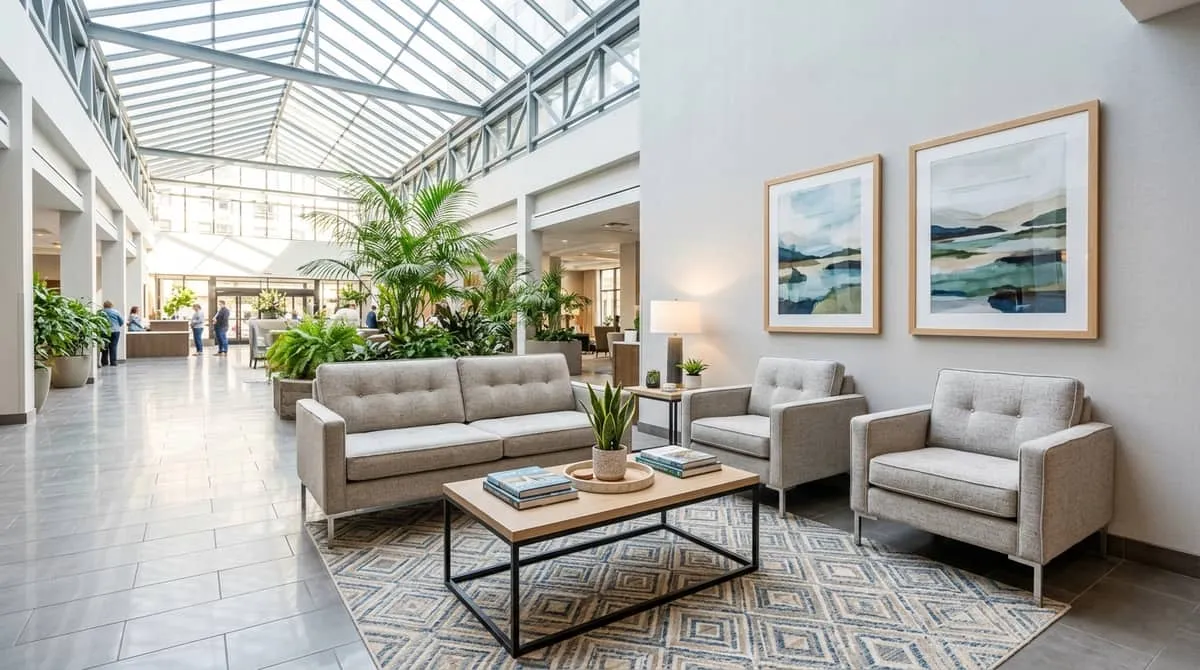 Contract lounge seating for Seattle hotel lobbies serving corporate travelers and convention guests