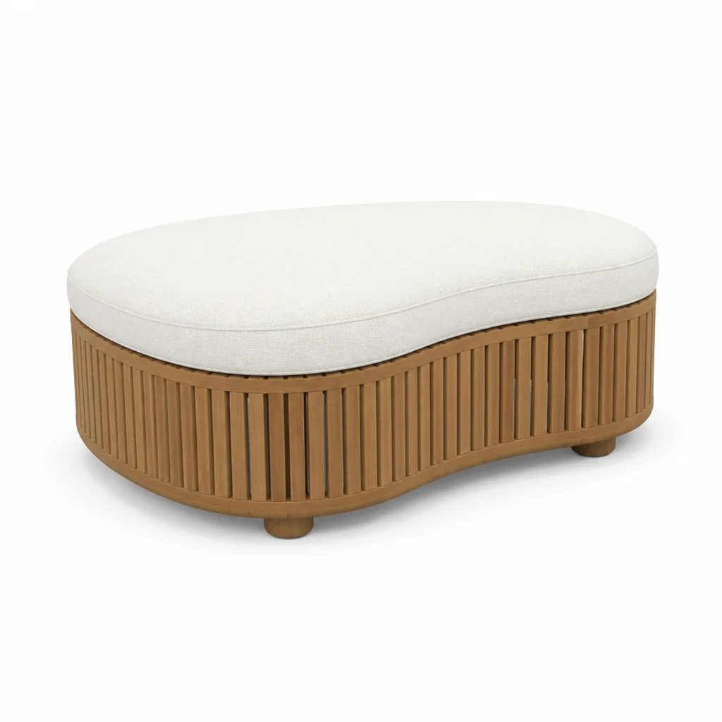 Ivory Arc Outdoor Ottoman, view 1