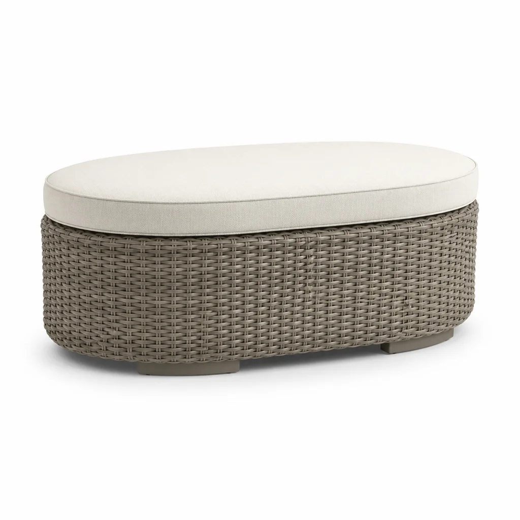 Ivory Bloom Outdoor Ottoman, view 1